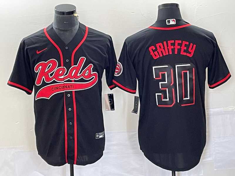 Men%27s Cincinnati Reds #30 Ken Griffey Jr Black 2023 City Connect Cool Base Stitched Jersey